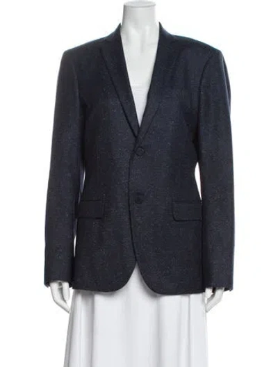 Pre-owned Theory Silk Tweed Pattern Blazer In Blue