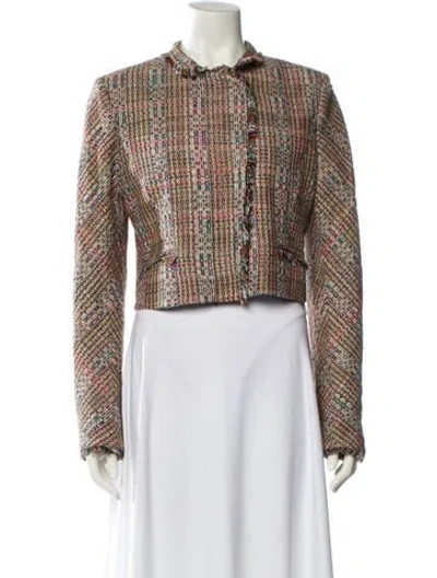 Pre-owned Theory Silk Tweed Pattern Jacket In Neutral