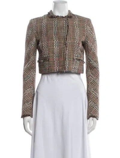 Pre-owned Theory Silk Tweed Pattern Jacket In Neutrals