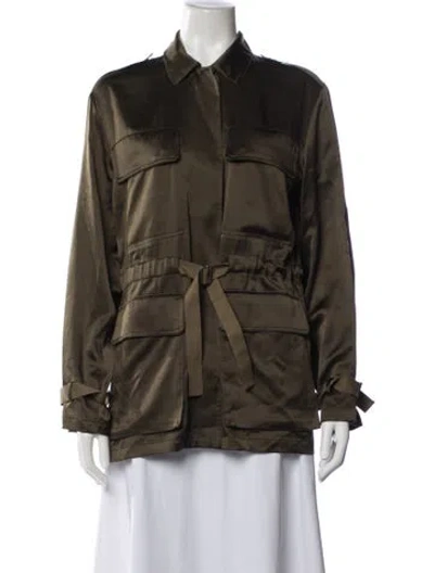 Pre-owned Theory Silk Utility Jacket W/ Tags In Green