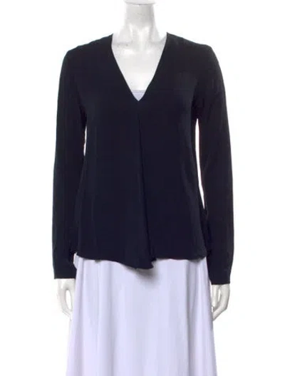 Pre-owned Theory Silk V-neck Blouse In Black