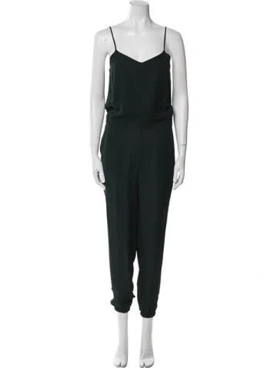 Pre-owned Theory Silk V-neck Jumpsuit In Black