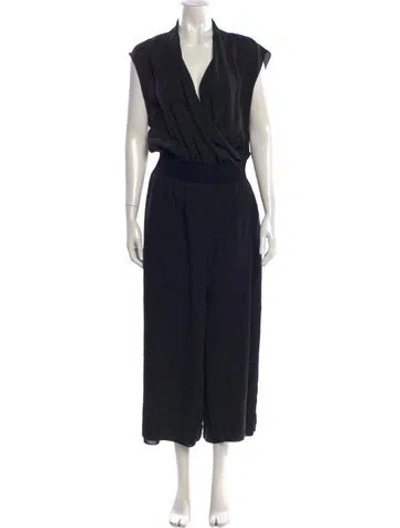 Pre-owned Theory Silk V-neck Jumpsuit In Black