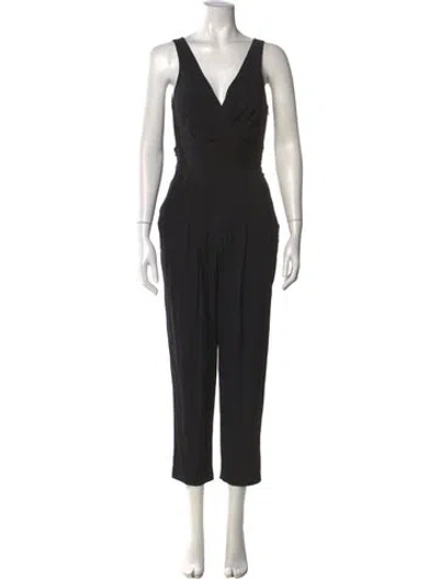 Pre-owned Theory Silk V-neck Jumpsuit In Black