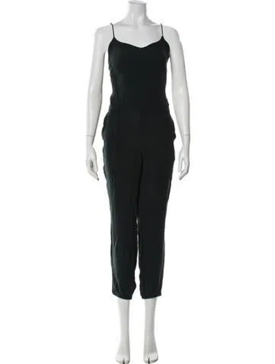 Pre-owned Theory Silk V-neck Jumpsuit In Black