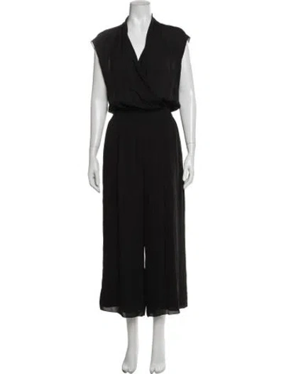 Pre-owned Theory Silk V-neck Jumpsuit In Black