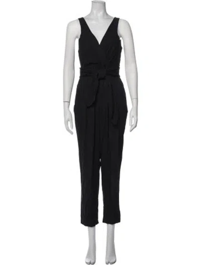 Pre-owned Theory Silk V-neck Jumpsuit In Black