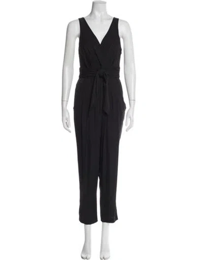 Pre-owned Theory Silk V-neck Jumpsuit In Gray