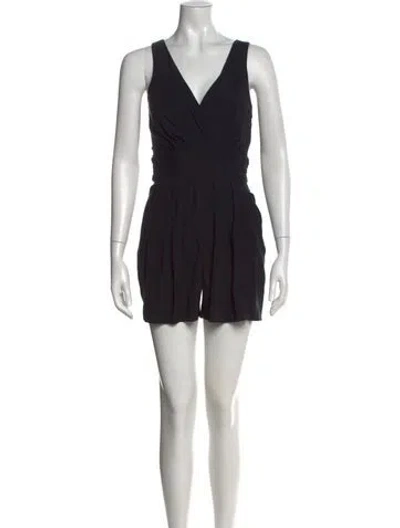 Pre-owned Theory Silk V-neck Romper In Black