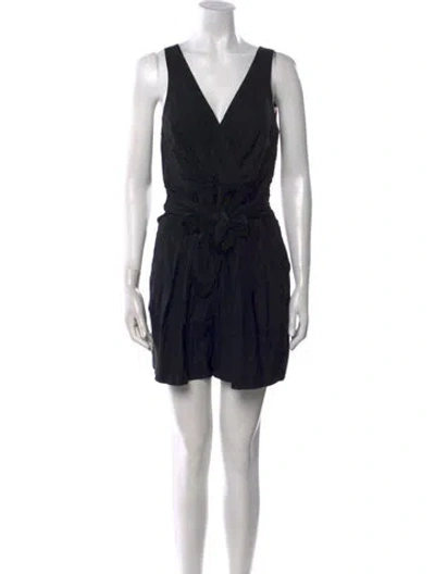 Pre-owned Theory Silk V-neck Romper In Black