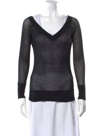 Pre-owned Theory Silk V-neck Sweater In Black