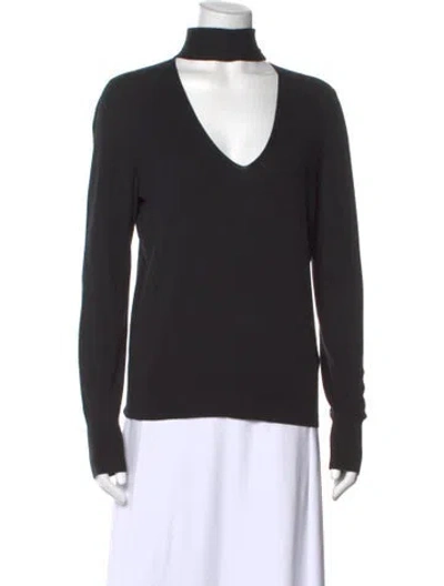 Pre-owned Theory Silk V-neck Sweater In Black