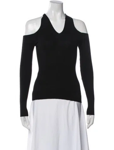 Pre-owned Theory Silk V-neck Sweater In Black