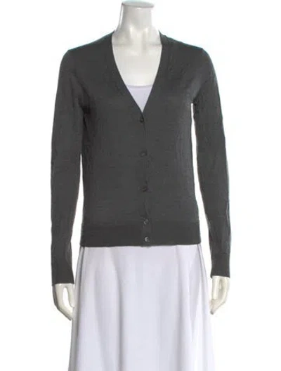 Pre-owned Theory Silk V-neck Sweater In Gray