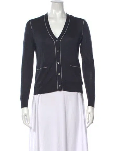 Pre-owned Theory Silk V-neck Sweater In Grey