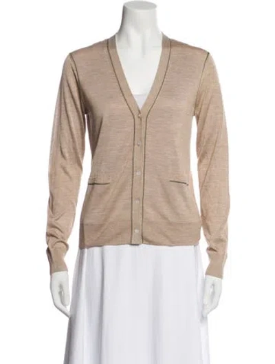Pre-owned Theory Silk V-neck Sweater In Neutral