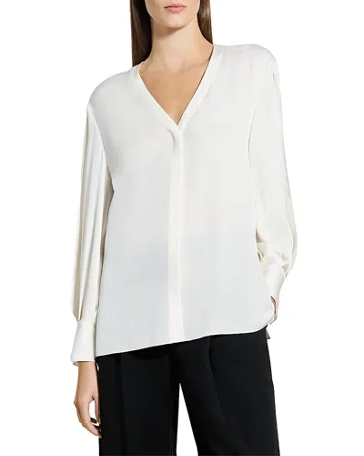 Theory Silk Volume Sleeve Blouse In White