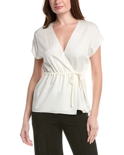 Theory Silk Wrap Top In White