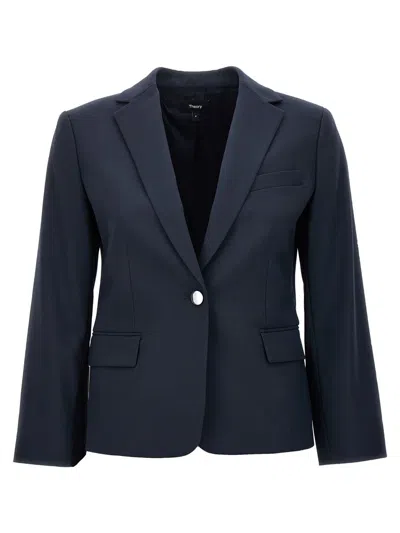 Theory Single-breasted Blazer In Blue