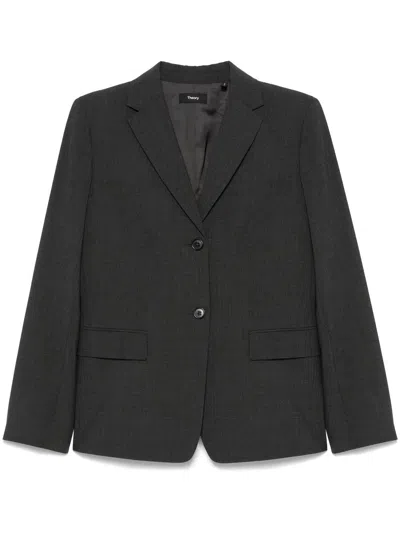 Theory Single-breasted Blazer In Grey