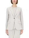 Theory Admiral Crepe One-button Staple Blazer In Grey