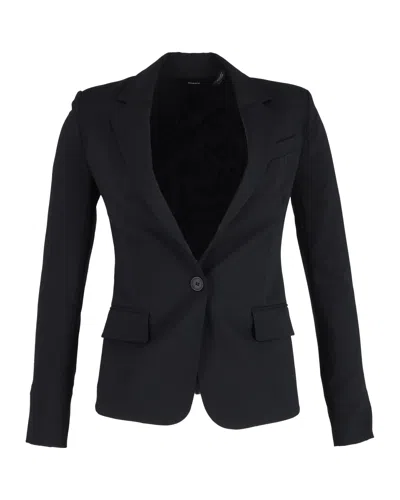 THEORY SINGLE-BREASTED BLAZER IN BLACK COTTON
