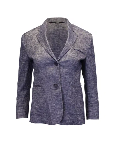 Theory Single-breasted Blazer In Blue Linen