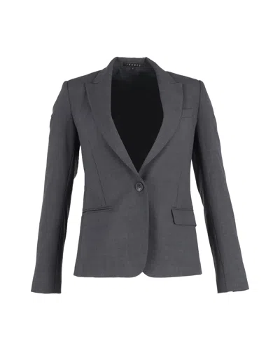 Theory Single-breasted Blazer In Grey Cotton