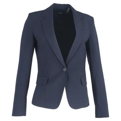 Theory Single-breasted Blazer In Navy Blue Wool