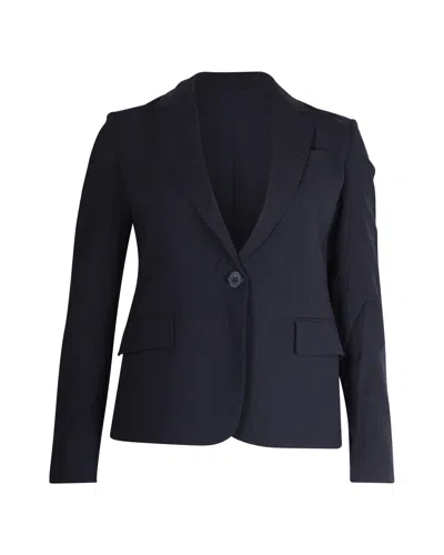 Theory Single-breasted Blazer In Navy Blue Wool