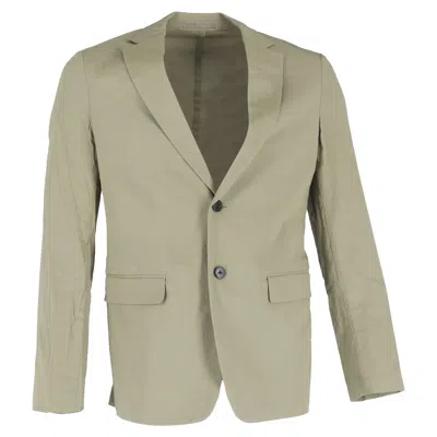 Theory Single-breasted Blazer In Olive Linen In Green