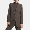Theory Single-breasted Blazer In Plaid Stretch Wool In Multi