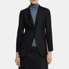 Theory Single-breasted Blazer In Wool Flannel In Black