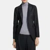 Theory Single-breasted Blazer In Wool Flannel In New Charcoal Melange