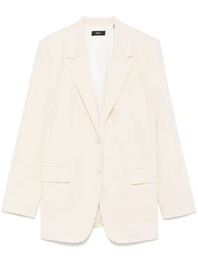 Theory Single-breasted Blazer In Neutrals