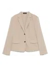 Theory Shrunked Crop Linen Blend Blazer In Neutrals