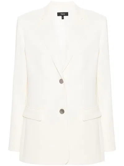Theory Admiral Crepe Relaxed Blazer Jacket In Rice