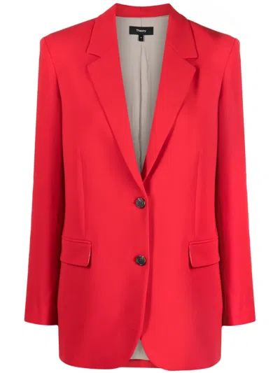 Theory Single-breasted Blazer In Red