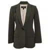 THEORY SINGLE-BREASTED BLAZER WITH POCKETS IN OLIVE WOOL