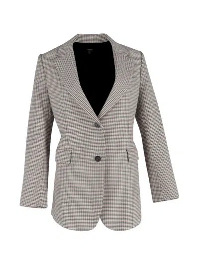 Pre-owned Theory Single-breasted Check Blazer In Neutral
