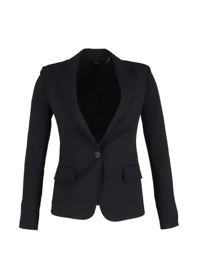 Pre-owned Theory Single-breasted Cotton Blazer In Black