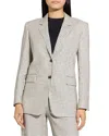 Theory Oversized Straight Linen-blend Blazer In Cream Multi