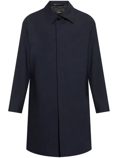 Theory Single-breasted Overcoat In Blue