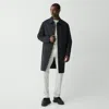 Theory Single-breasted Overcoat In Stretch Wool In Deep Black