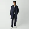 Theory Single-breasted Overcoat In Stretch Wool In Navy