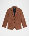 Theory Reece Leather Two Button Blazer In Brown