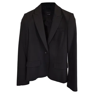 Theory Single-breasted Three Pockets Blazer In Black Wool