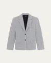 Theory Single-breasted Two-button Blazer In Fog Multi