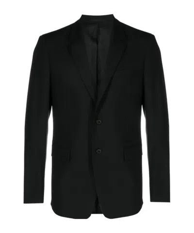 Theory Single-breasted Virgin Wool-blend Blazer In Black