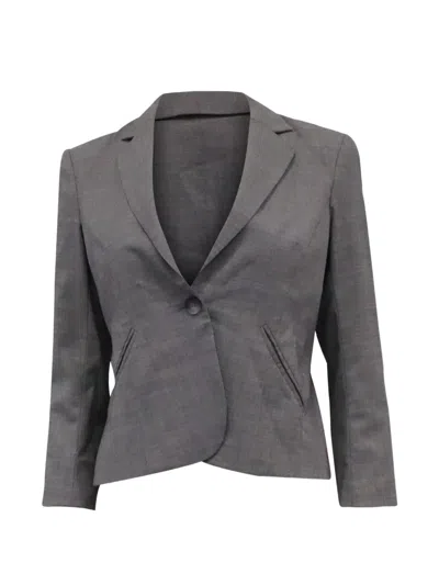 Pre-owned Theory Single-breasted Wool Blazer In Gray